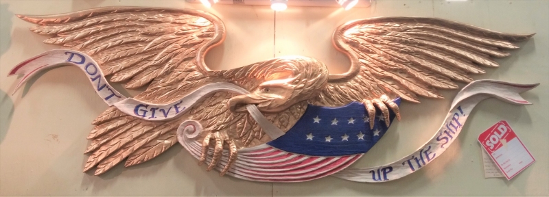 72" Eagle Carving with banner